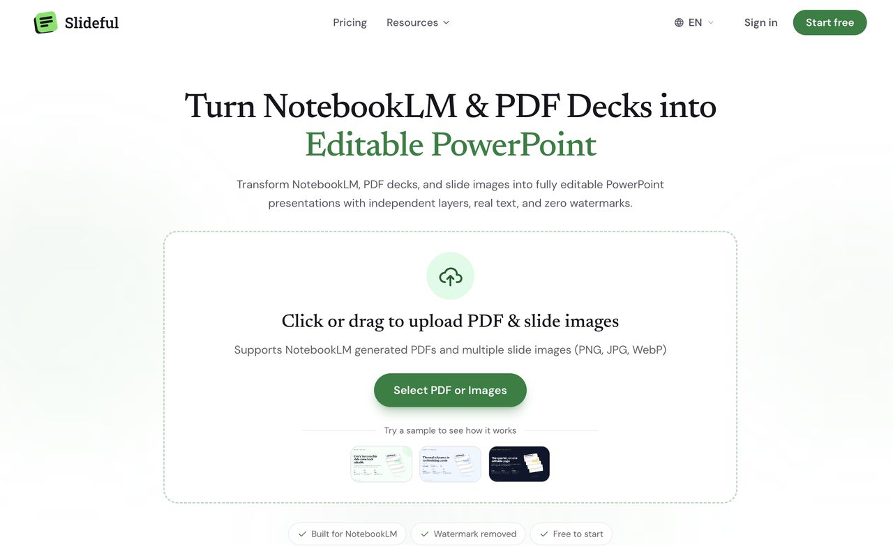 Screenshot of Slideful website