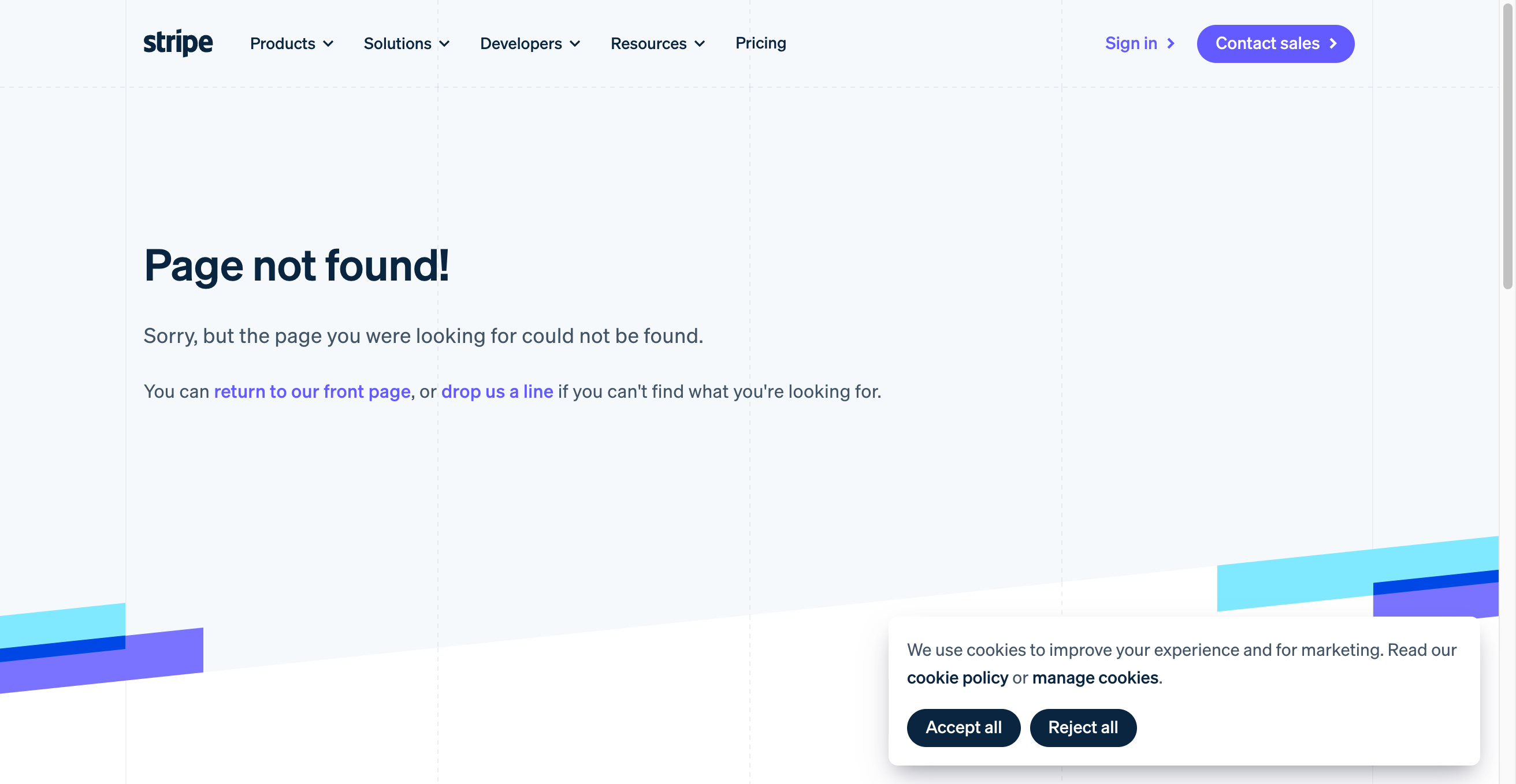 Screenshot of Stripe website