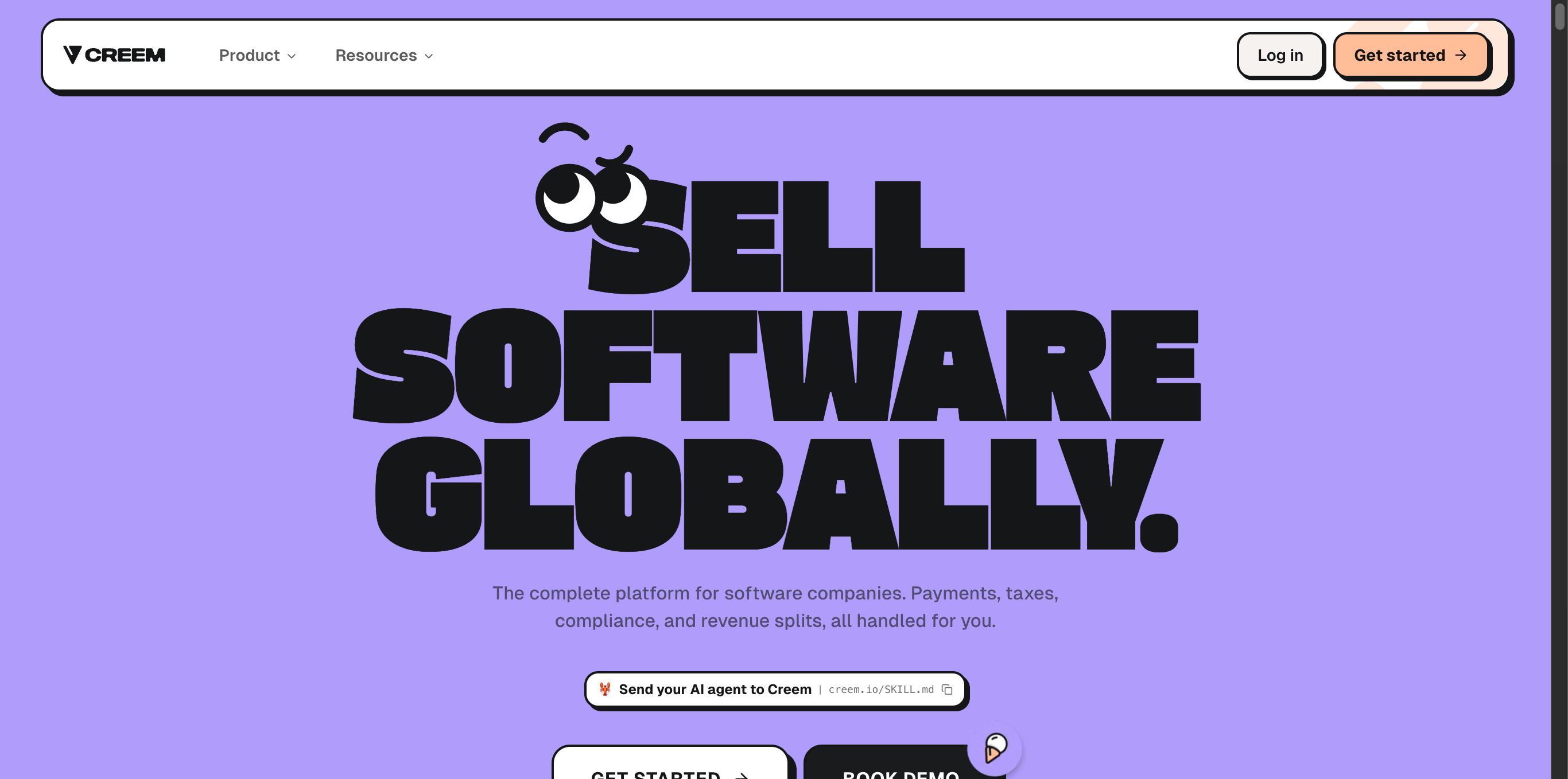 Screenshot of Creem website
