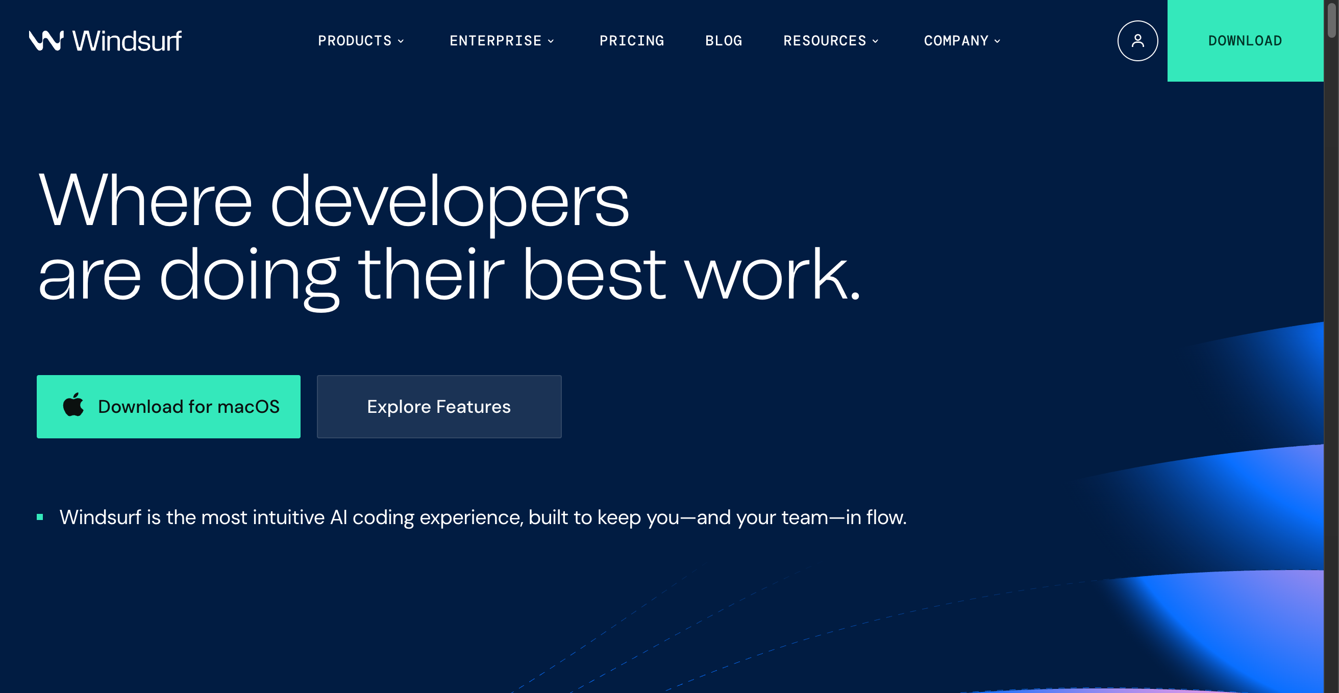 Screenshot of Windsurf website