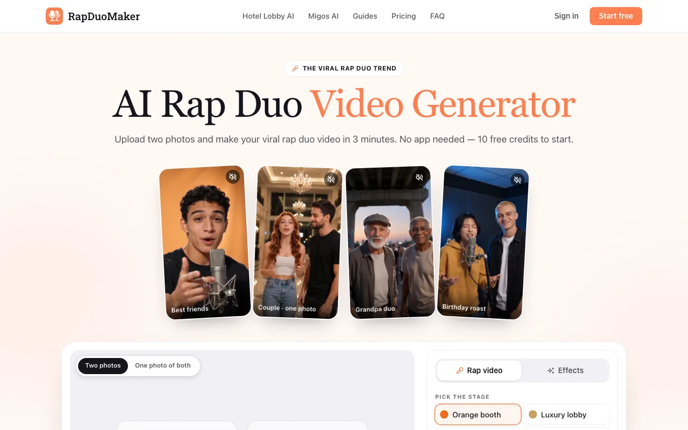 Screenshot of RapDuoMaker website