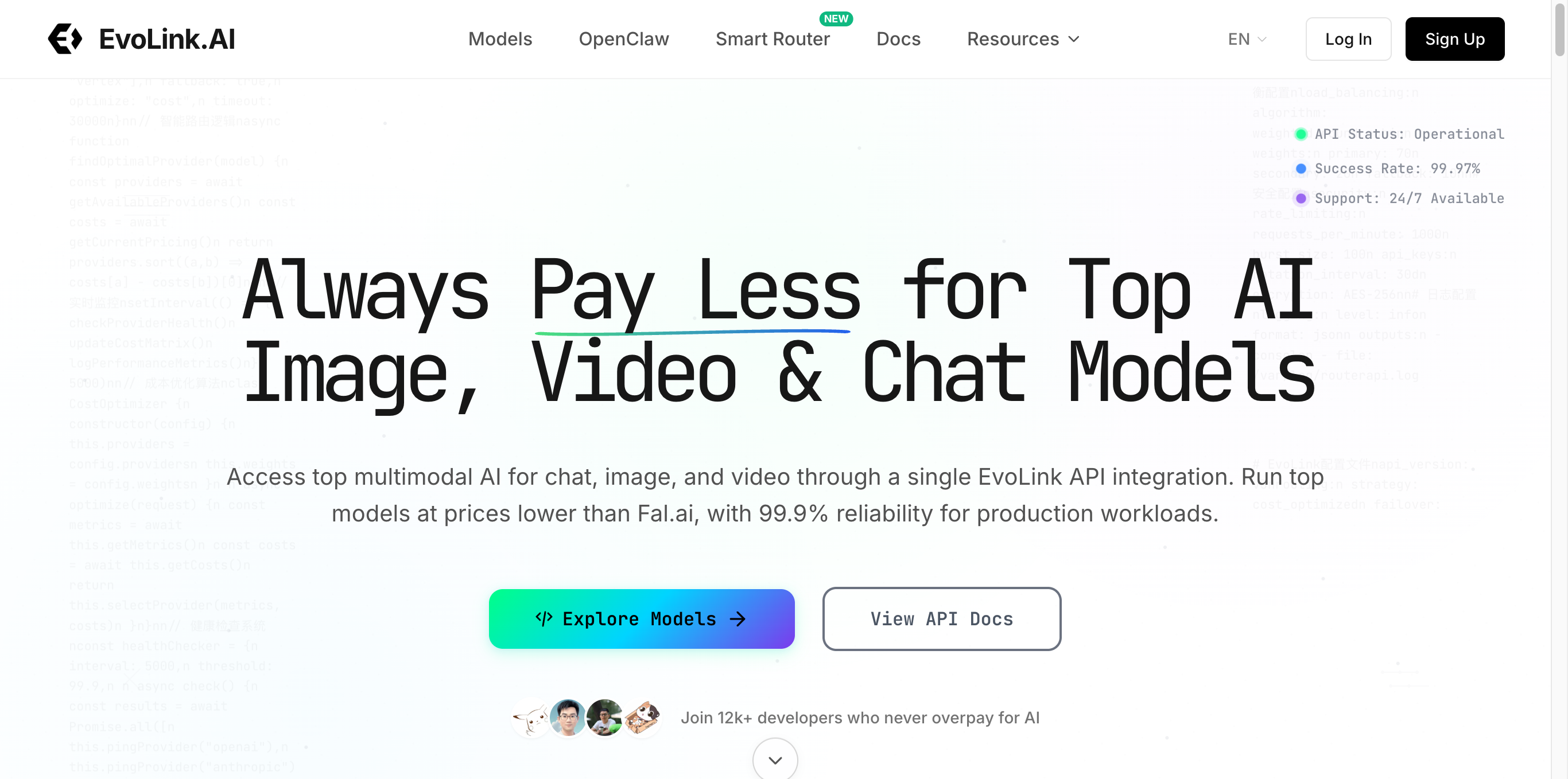 Screenshot of EvoLink website