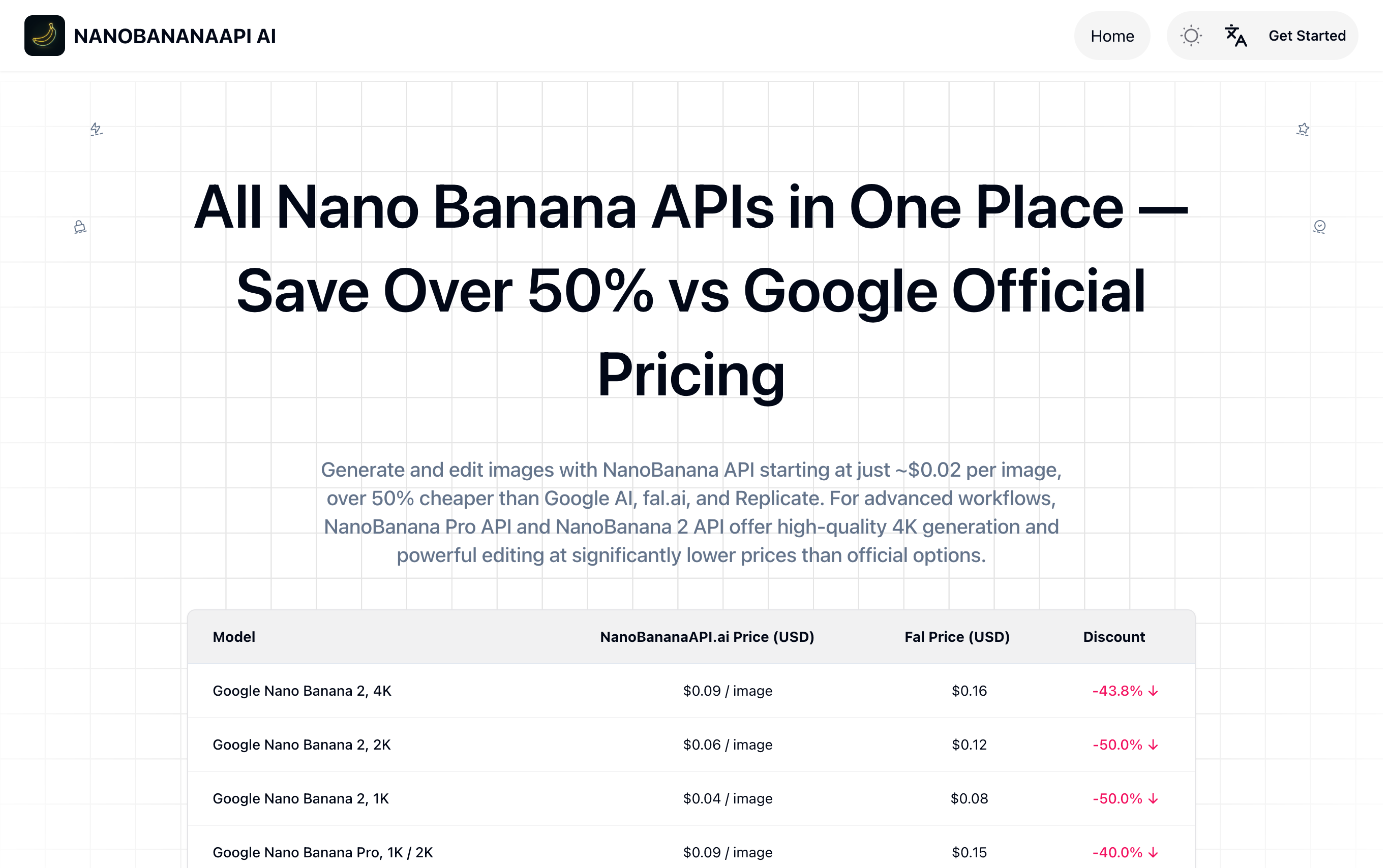 Screenshot of NanoBananaAPI website